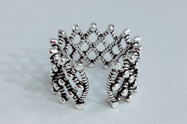 

Exaggerated Personality 925 Sterling Silver Geometric Rings For Women Bohemian Retro Adjustable Antique Rings