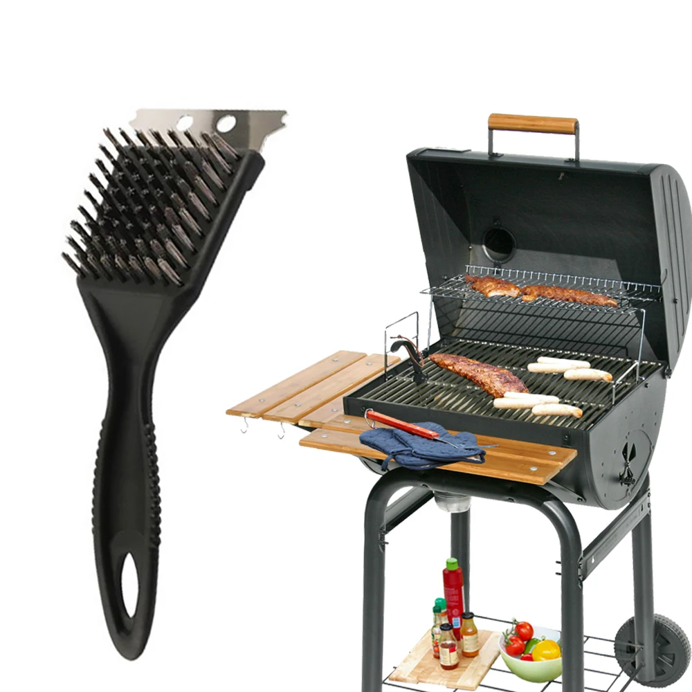 

Сверхмощная щетка для чистки барбекю и скребок из проволоки, инструменты для чистки гриля и духовки, универсальные аксессуары для барбекю 2