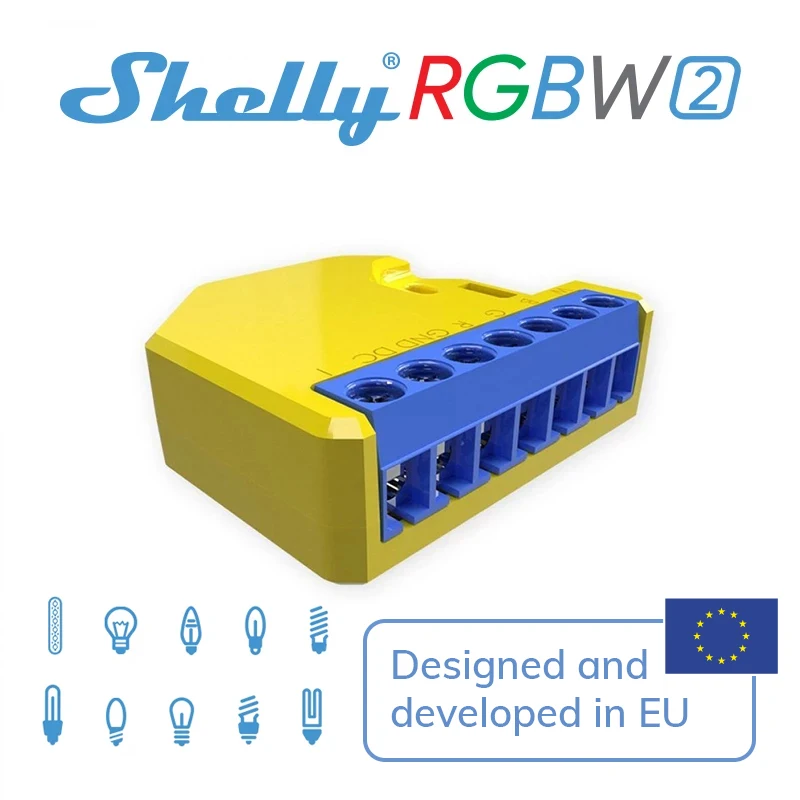 Умный контроллер Shelly RGBW2 с поддержкой Wi-Fi RGBW поддерживает любые белые RGB-лампы