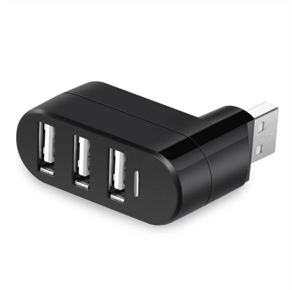 Компактный высокоскоростной концентратор USB 2 0 черный Мини 3 порта поворотный