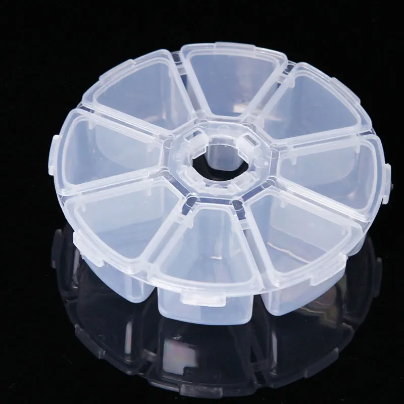 

1pc Round Nail Art Storage Case Rhinestones Gems Accessories Clear Plastic Empty Container For Rhinestones beads Organizer Box