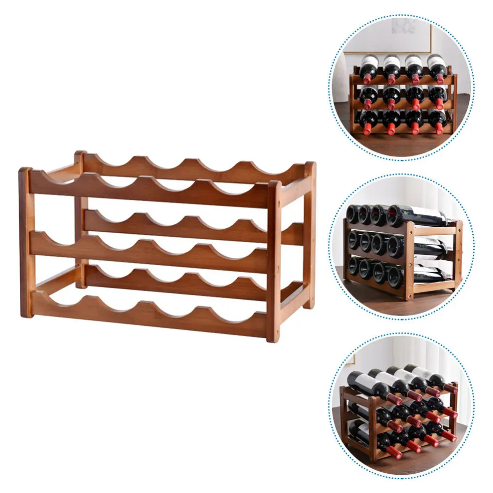 

Wooden Rack Organizer 12 Bottles Holder Home Bar Party Display Holder
