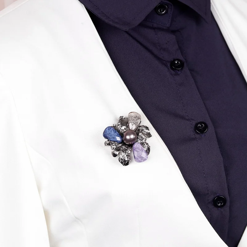 Винтажная черная акриловая Броши с искусственным жемчугом для женщин Свадебная