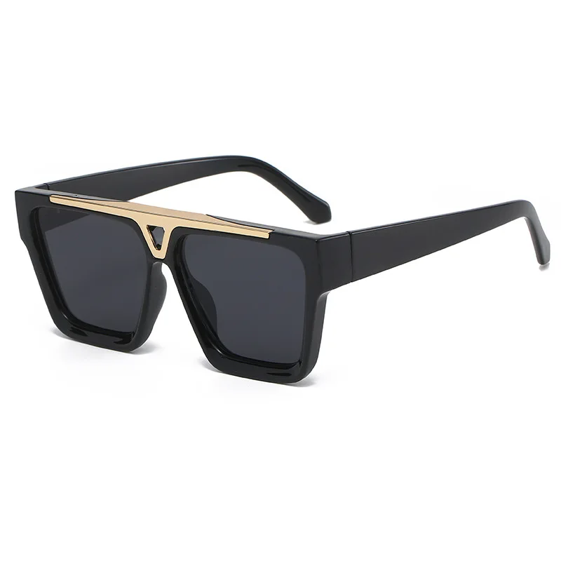 

Fashion Flat Roof One-piece Men's Sunglasses Retro Luxury Oversized Square Women's Su Nglasses Metal Accessories Gradient Shades