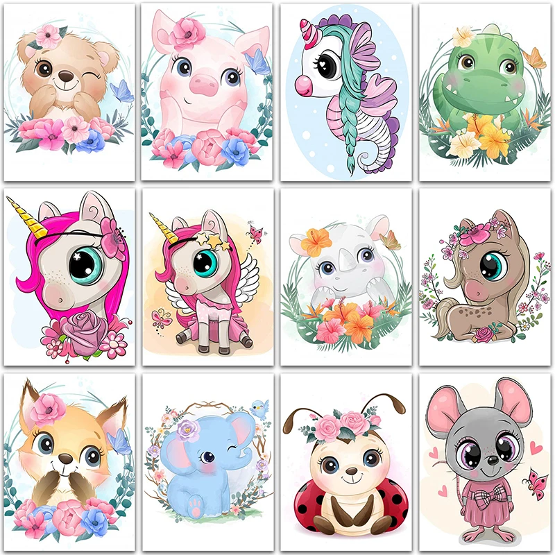 5D DIY Diamond Painting flowers animals unicorn fox dinosaur Full Square&Round mosaic embroidery Cross stitch home decor Sale