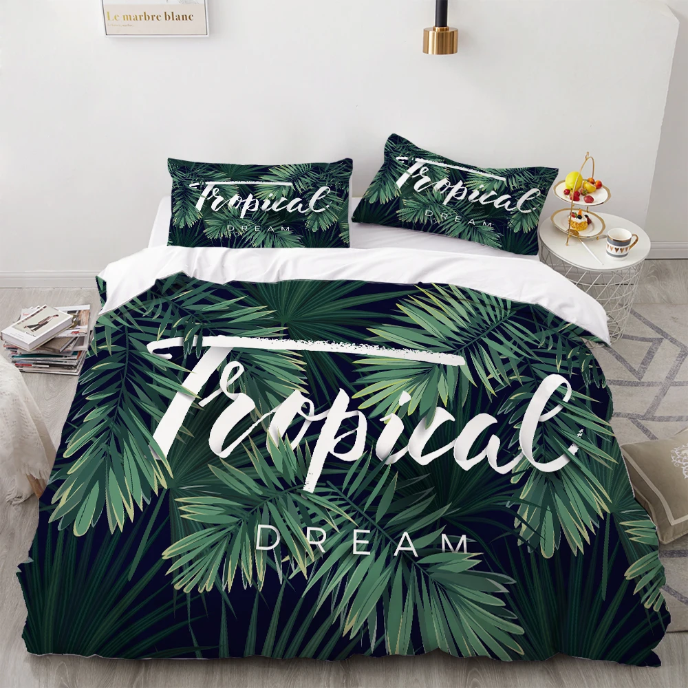 Комплект постельного белья с тропическими растениями постельное белье 3D принтом