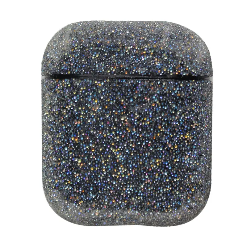 Bling Алмазный жесткий футляр для Apple защитный чехол для Airpods беспроводные Bluetooth наушники аксессуары для Airpods 3D коробка для стразов - Цвет: BK