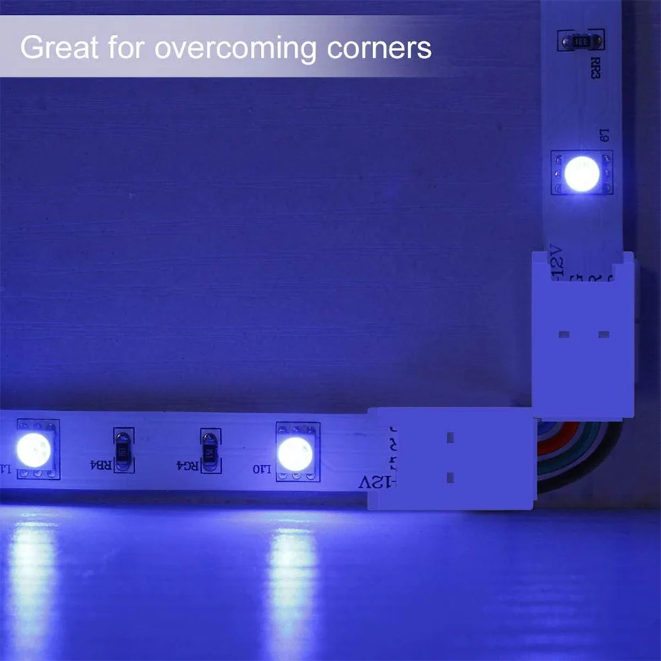 Соединитель для светодиодной ленты RGB 3/4 Pin 10 мм L-образные фоторазъемы SMD 5050 WS2811