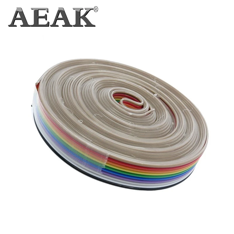 AEAK 1 метр 1,27 мм расстояние Pitch10 WAY 10P плоский Цвет Радуга ленточный кабель проводка провода для PCB DIY 10 способ Pin