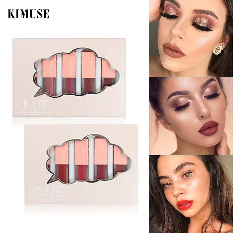 Жидкая помада KIMUSE 5 шт./компл. красный матовый телесный блеск для губ водостойкий
