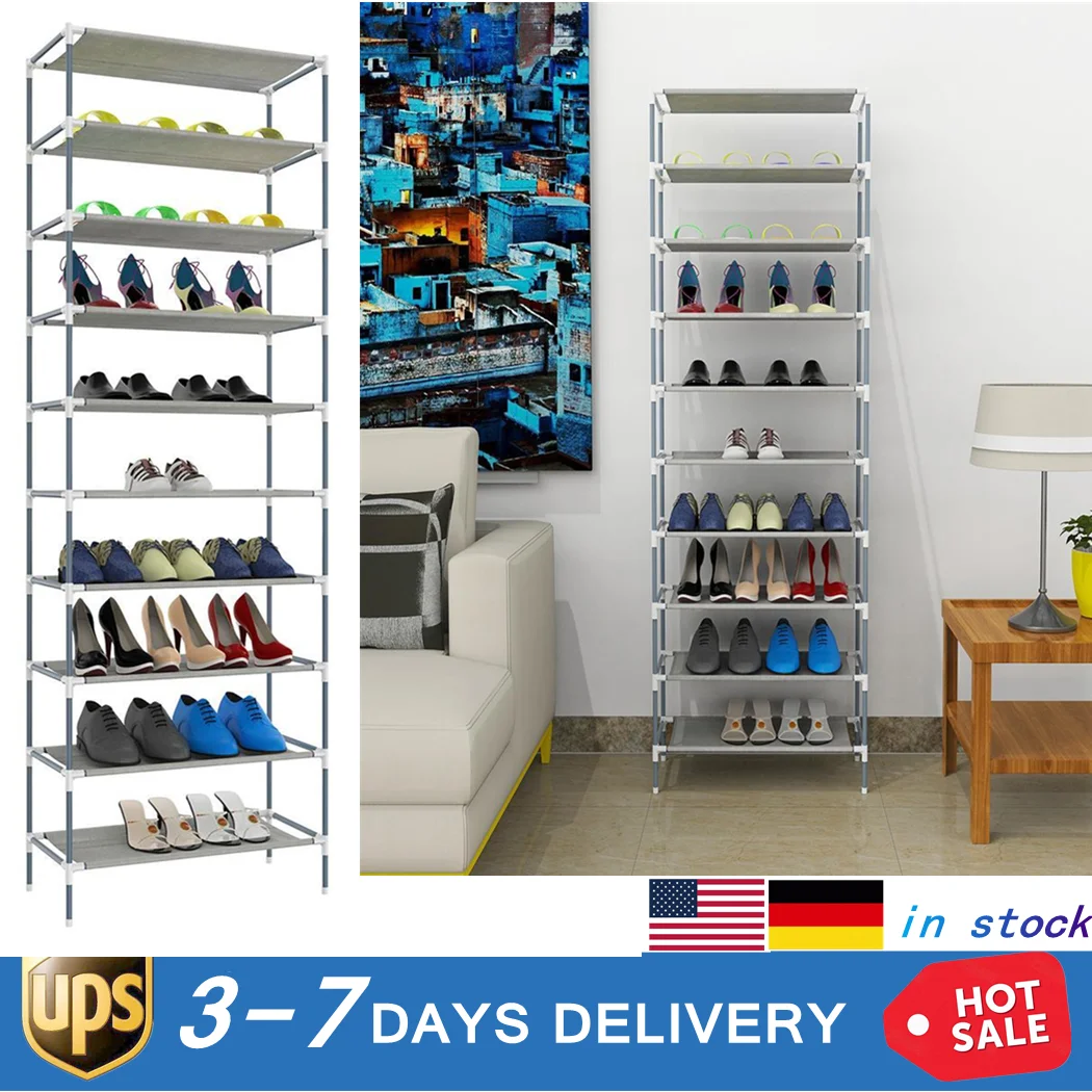Hot New 10 Tiers Easy Assembled Shoe Rack Stand Sturdy Shelf Storage Organizer Height: 167cm/65.1inch