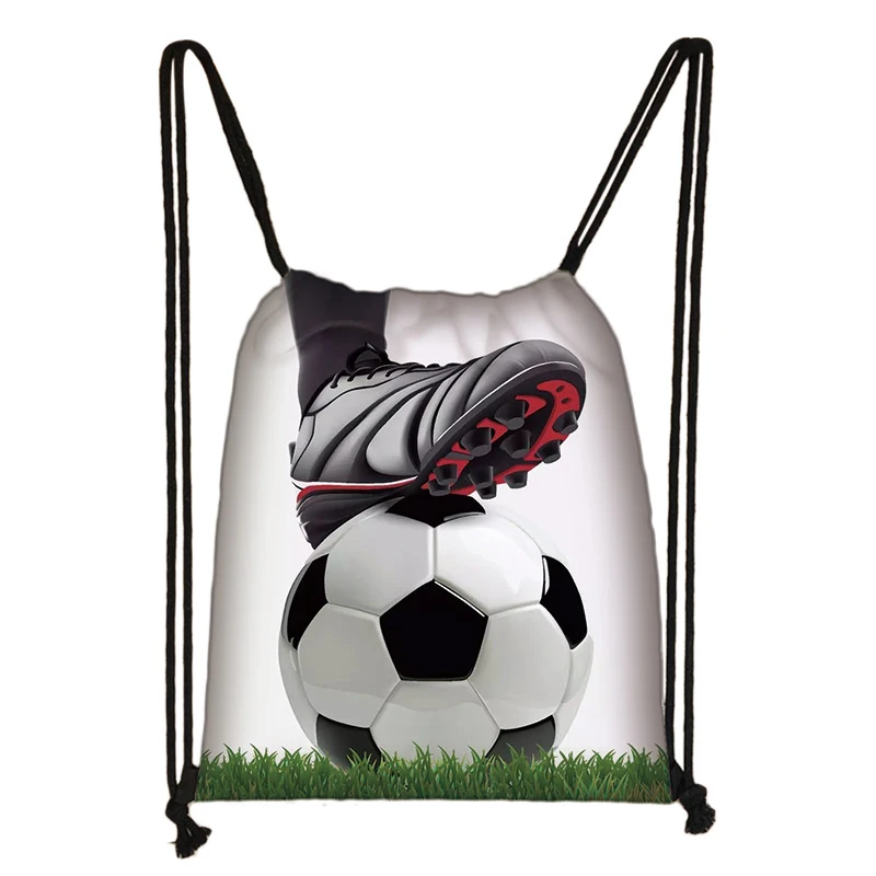 Footbally / Soccerly Print Backpack Men Canvas Travel Bag Teenager Boys Drawstring Shoes Holder Kids Gift | Багаж и сумки