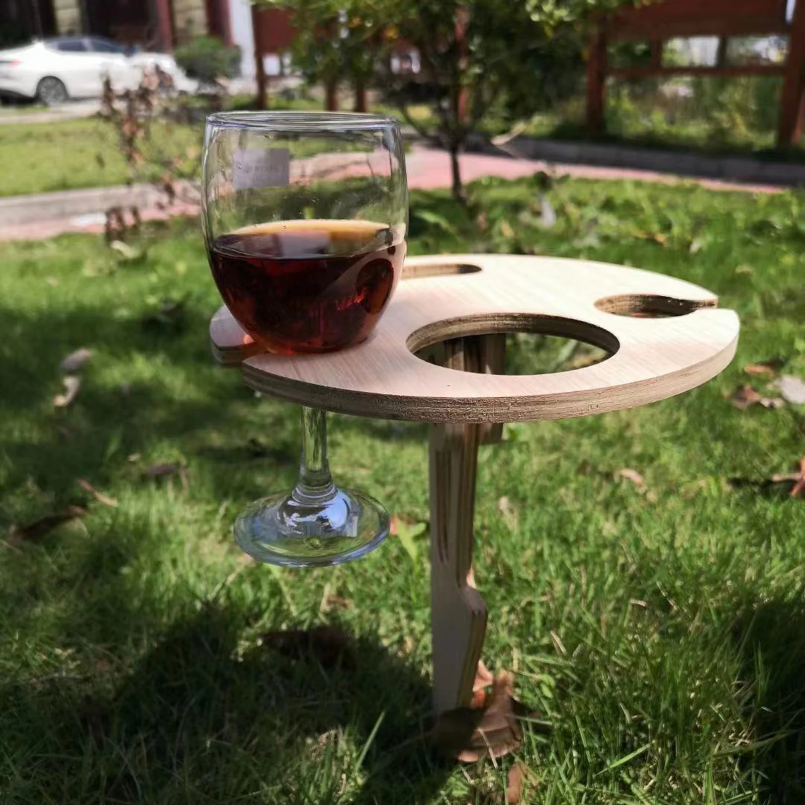 

Portable Wine Table for Sand Grass Wooden Outdoor Wine Holder Portable Tables Foldable Picnic Table