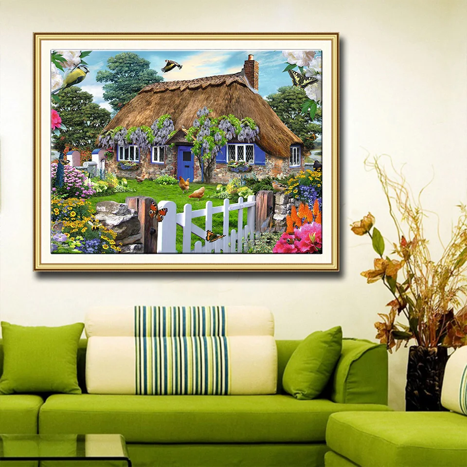 100% Полный 5D Diy алмазная живопись ферма кабина 3D Алмазная круглые стразы полная