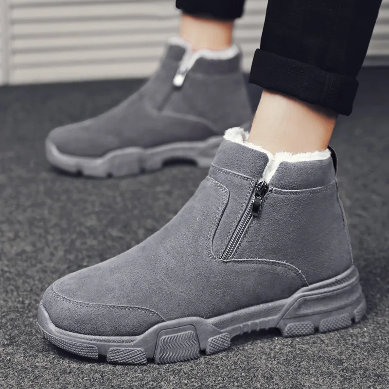 

Sonw boots man winter ankle shoes classic suede boots for male warm boots plush zipper elegant bt6