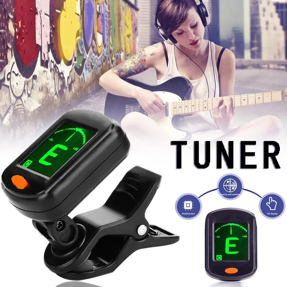 AT-101 Digital Clip Type Electric Guitar Tuner Foldable High Sensitivity Rotating Musical Instrument Accessories | Спорт и