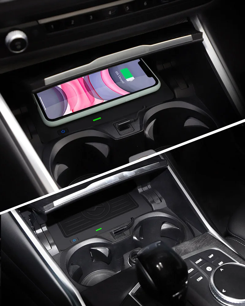 

Car charging adapter for bmw 3 Series G20 G28 2019 2020 wireless charger lighter socket insert for sumsung s20 fast charge panel