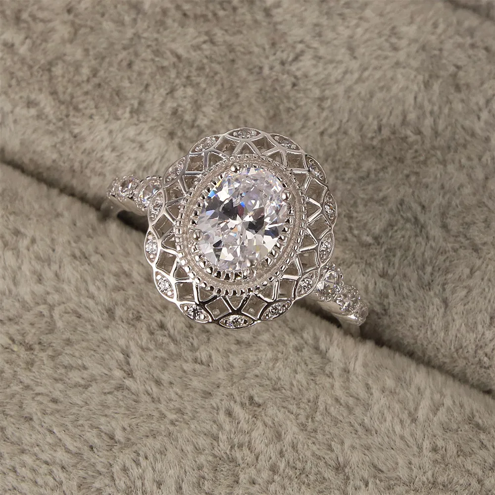 

Hot selling Europe and the United States fashion 925 sterling silver ring hollow platinum zircon crystal jewelry gift umbrella