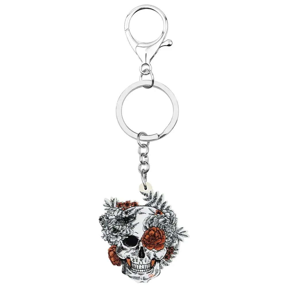 Брелок WEVENI из акрила с серым скелетом черепом длинный брелок для ключей брюками