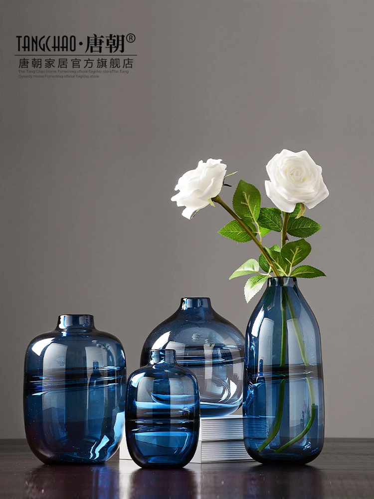 

Прозрачная стеклянная ваза, украшения для гостиной, ТВ-кабинета, Цветочная композиция для сухих цветов, украшение для дома в европейском ст...