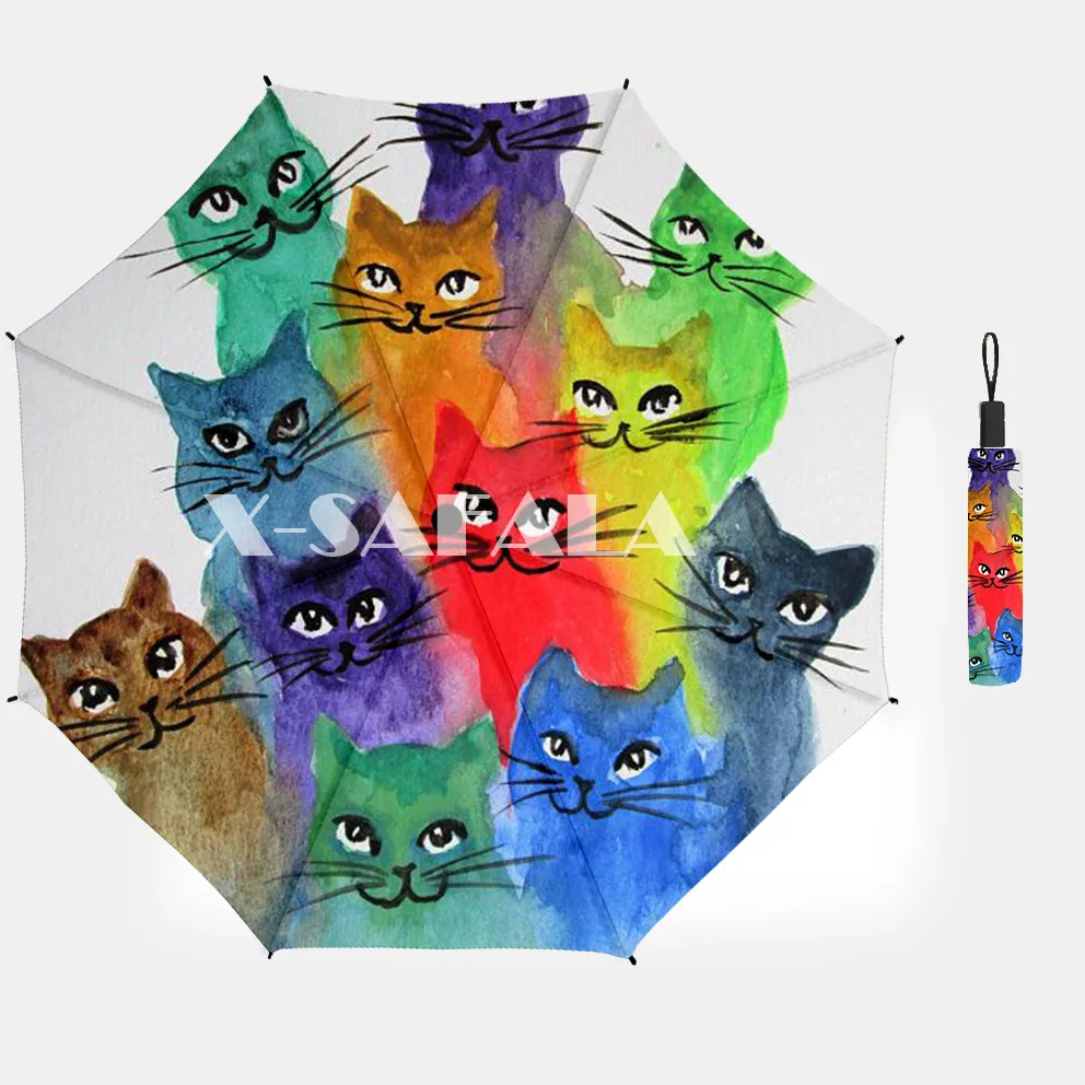 

The Great Wave Off Ukiyoe 3D Printed Umbrella Automatic Turn On/Off Three-Folding Rain Sunshade Windproof 8 Ribs UPF50+