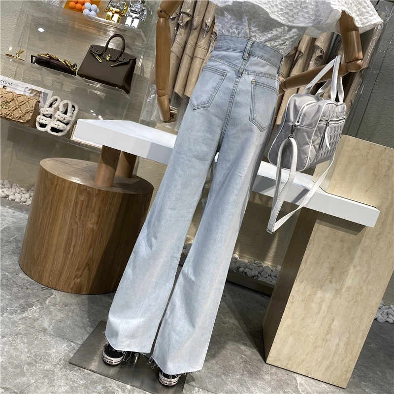 

Ripped Wide Leg Denim Pants Women High Waist Loose Denim Jeans Female Slimming Washed Straight Leg Loose Blue Pants