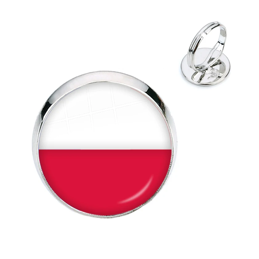 Регулируемые кольца со стеклянным кабошоном 16 мм для Франции Польши Пуэрто-Рико