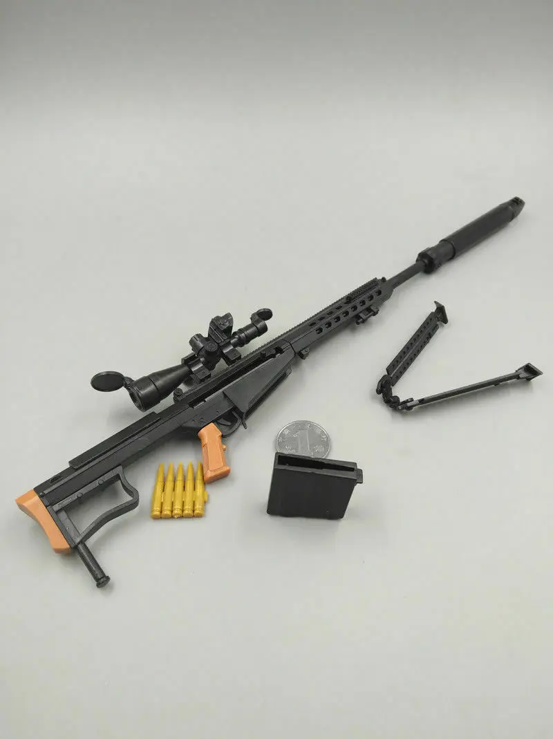Сборная модель пластиковой игрушечной винтовки M82A1 Barrett снайперского класса в масштабе 1:6 (4D) для сборки в качестве пазла, используемая как оружие для игровых фигурок высотой 12 дюймов.