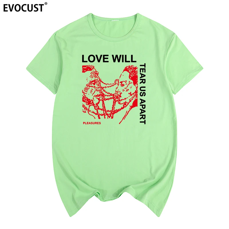 Белая хлопковая Футболка Joy Division мужская с надписью Любовь разорвет нас на части |