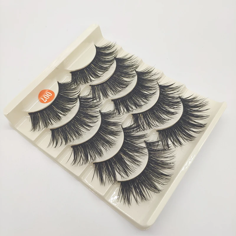 

5 Pairs False Eyelashes Thick Long Crisscross Eye Lashes Extension HandMade Fake Lashes Eye Tools For Party Makeup
