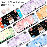 cute pink cartoon bunny bear unicorn dog skin sticker for nintendo switch oled lite