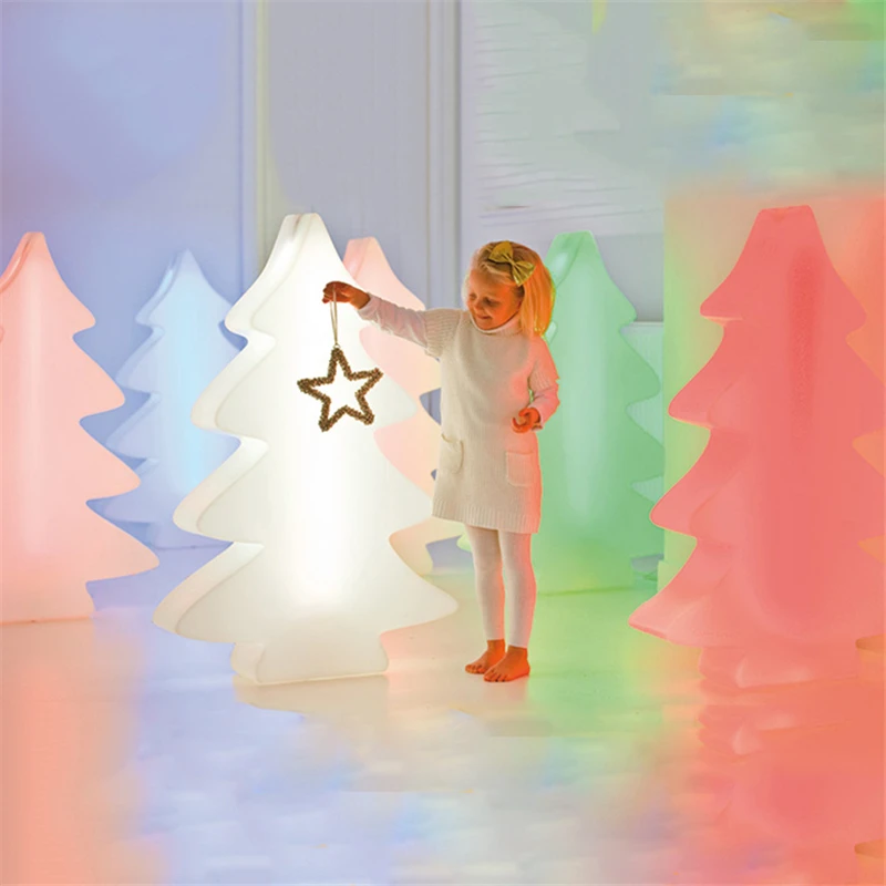 Christmas LED Light Up Tree Remote Xmas Tree Star Ornament New Years Eve Decorations 16 Colros Changeable Rechargeable Tree