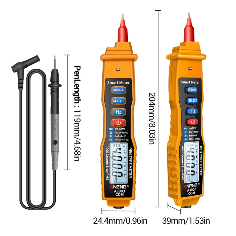 

K1KA Digital Multimeter Non Contact Pen Type Meter 4000 Counts with AC/DC Voltage Resistance Capacitance Hz Tester Tool A3003