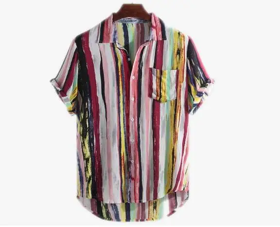 Европейская и американская мода свободная рубашка с принтом Мужская короткая