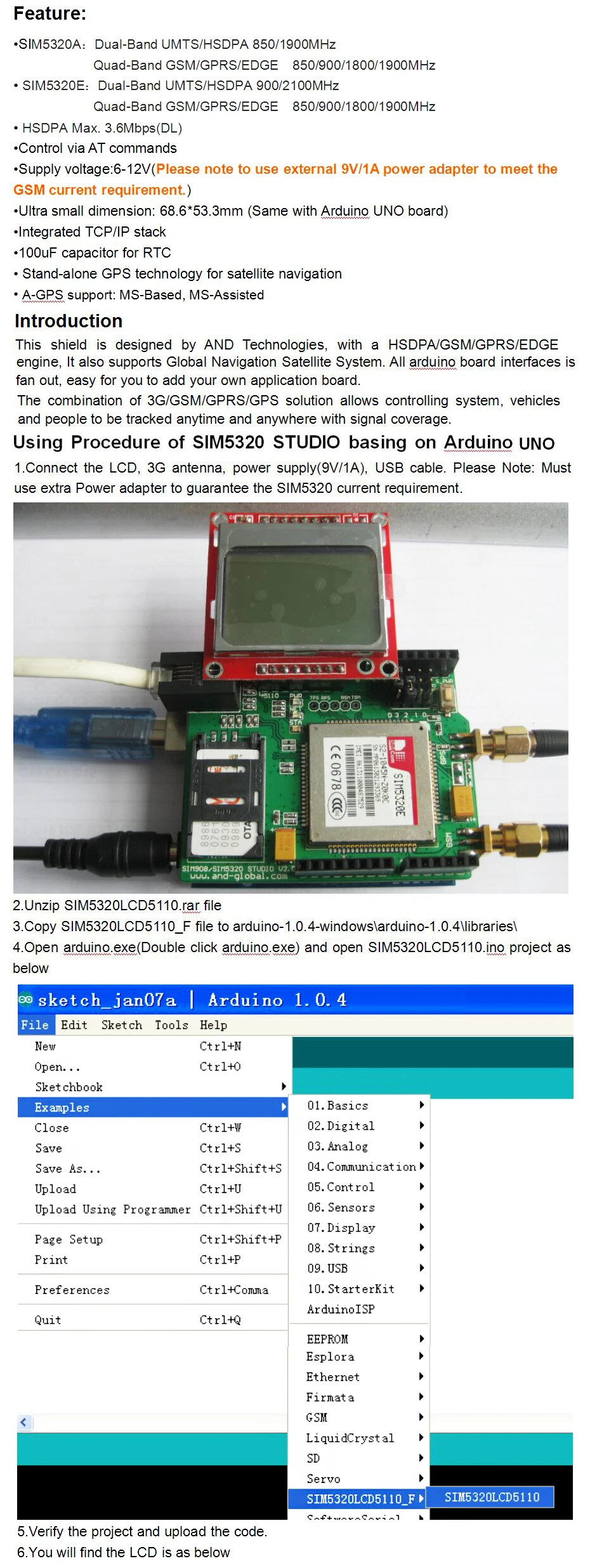 3g щит совместим с Aduino, Raspberry Pi, SIM5320E на плате