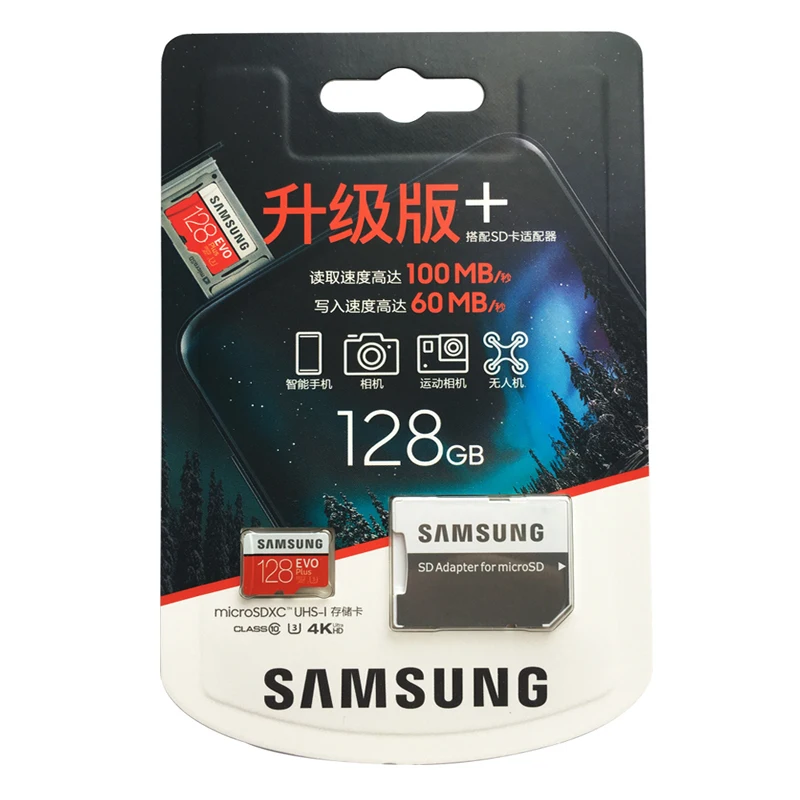 Samsung MicroSD Memory Card EVO Plus 512GB 256GB 128GB 64GB U3 SDXC Micro SD Card Class 10 Microsd UHS-I TF Trans Flash Microsd