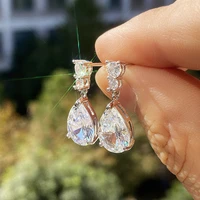 rakol gorgeous aaa cubic zirconia water drop charm women dangle earring wedding band jewelry white high quality earrings