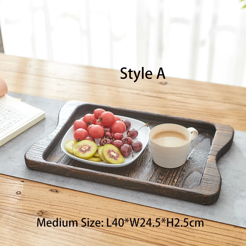 A-M 40x24.5x2.5cm Набор из 3 предметов, деревянный поднос из пауловнии, поднос для чая, поднос для еды, прямоугольный поднос из твердой древесины, китайский поднос для чая Gongfu - Цвет: A-M 40x24.5x2.5cm