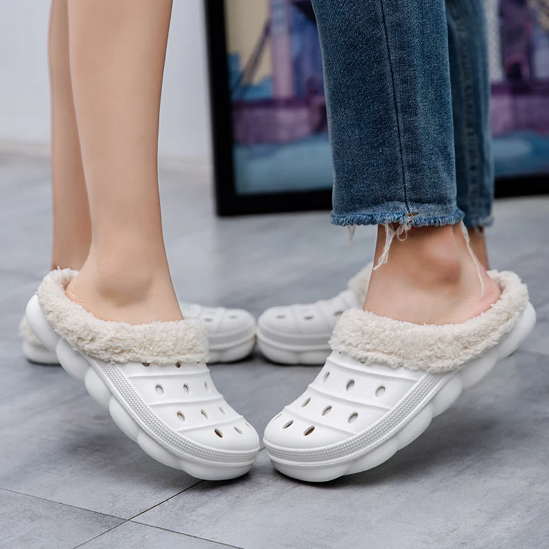 

Босоножки мужские и женские из ЭВА, хлопок, мягкая резиновая подошва, плюшевые шлепанцы, теплые сандалии для улицы и дома, водонепроницаемые...