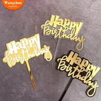 3 colors double layers black gold acrylic happy birthday cake topper kids favors party supplies birthday cake decoration