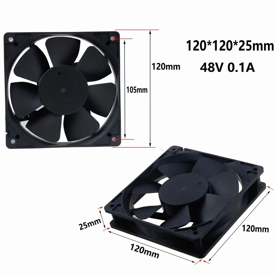 Gdstime DC 48 в 120x120x25 мм 12025B двойной шар ПК Бесщеточный вентилятор охлаждения 120 x 25 12 см