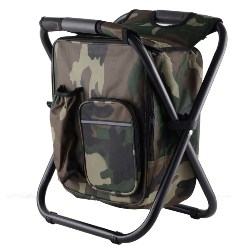 

2 In 1 Folding Fishing Chair Bag Fishing Backpack Chair Stool Portable Backpack Cooler Insulated Picnic Bag Hiking Seat Fishing