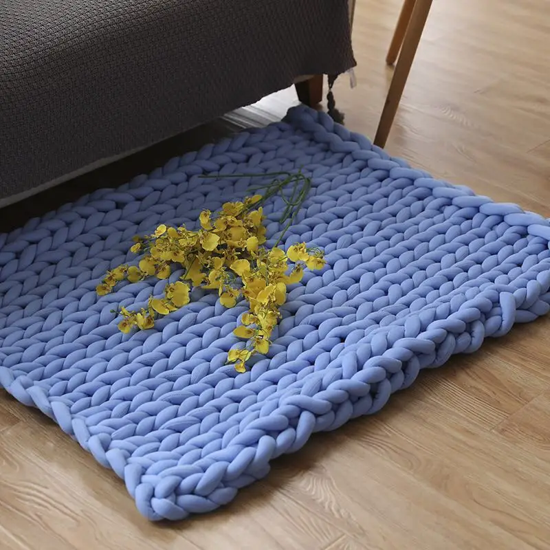 Супер массивная хлопчатобумажная пряжа трубчатой формы для руки вязаное одеяло 1000 за шарик - Цвет: Небесно-голубой