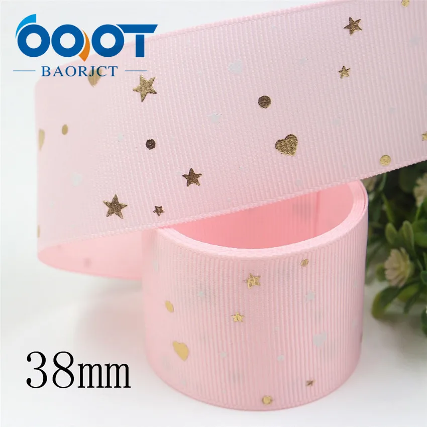 I-19910-2124 OOOT BAORJCT I-19916-2172, 38 мм, 5 ярдов Новые Флуоресцентные красочные печатные корсажные ленты, DIY головной убор ручной работы подарочная упаковка - Цвет: I-19910-2124