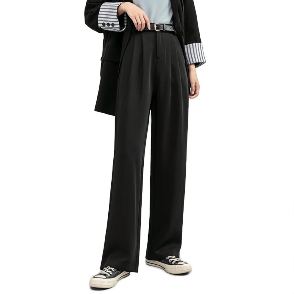 

Autumn Breathable Solid High Waist Casual Pants Wide Leg Soft Suit Pants Comfortable Gifts for Women d88