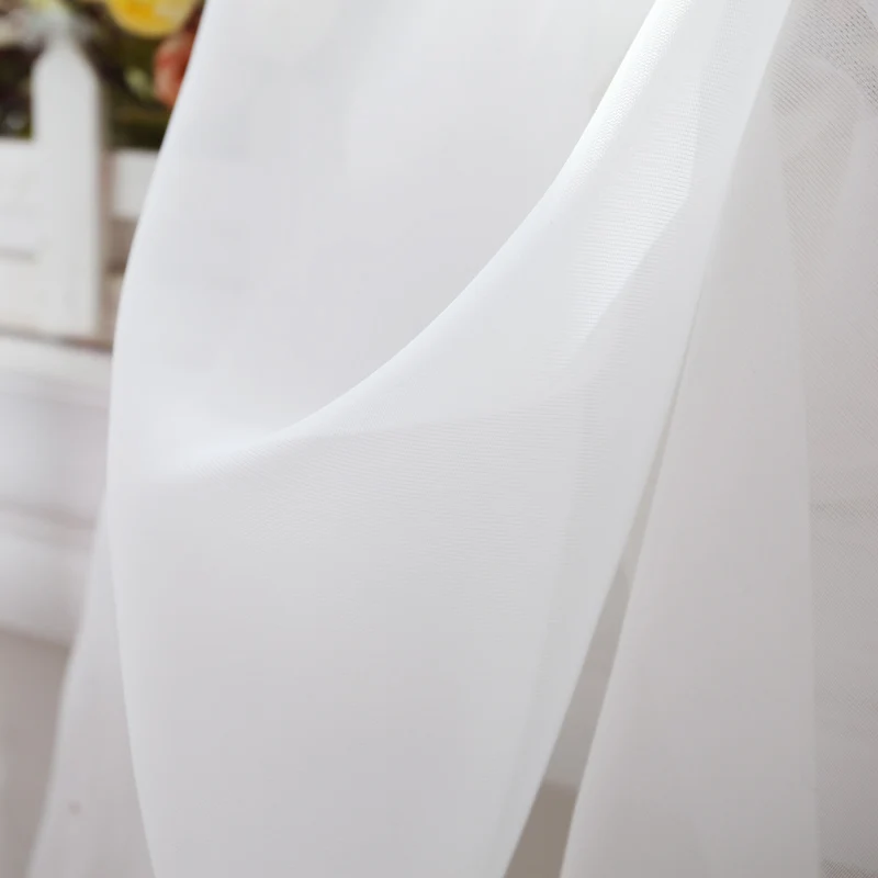 Белая прозрачная занавеска для гостиной однотонная вуаль современные оконные