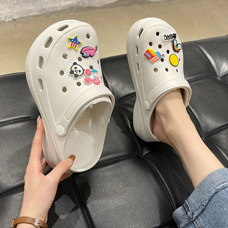 

white pink Women's Shoes Sandals 2021 Platform Sandals Garden Beach Slippers Slip On For Girl Beach Shoes Fashion Slides Outdoor