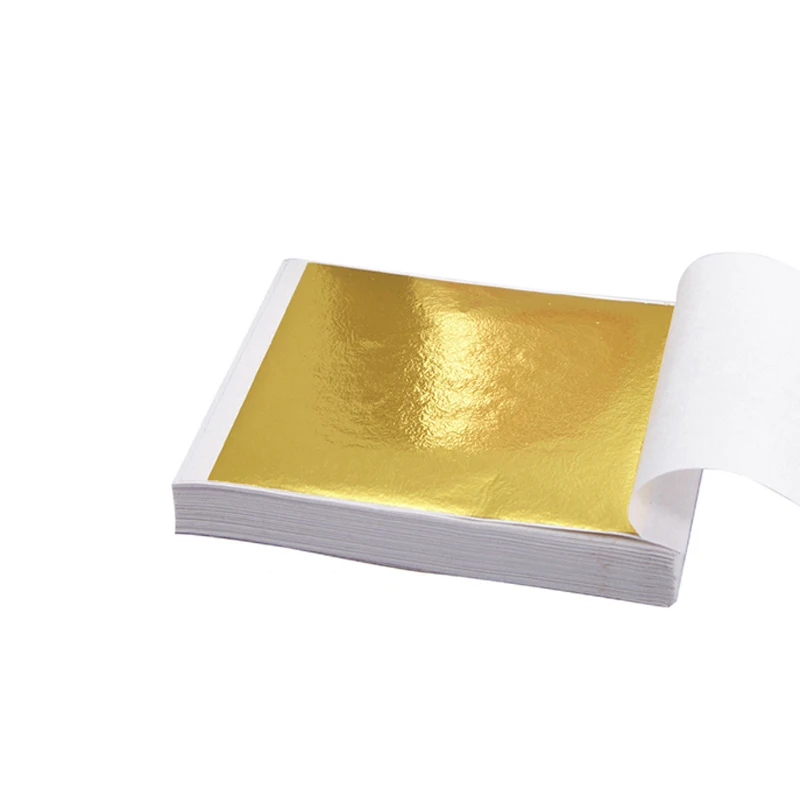 Gold 100 шт./компл. Золотая Серебряная фольга скользящие Листы Торт маска декоративные бумажные салфетки стикер Diy ремесло украшения - Цвет: Gold
