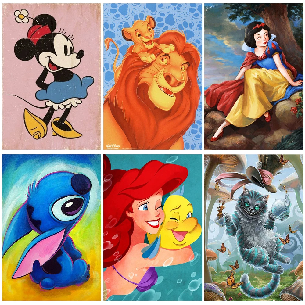 

Disney Round Drill 5D DIY Diamond Painting Cartoon Character Diamond Embroidery Cross Stitch Rhinestone Pictures Home Decor