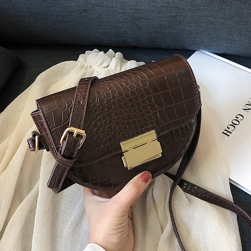 

Crocodile Pattern Vintage Leather Crossbody Bags For Women 2020 New Small Purses and Handbags Ladies Shoulder Messenger Bag #30